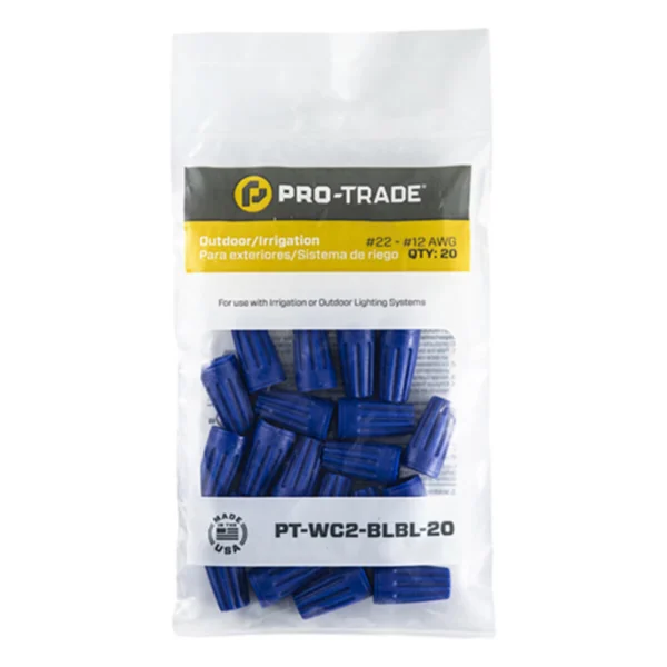 Pro-Trade Irrigation/Lighting Wire Connector Blue/Blue 20 Pack (PT-WC2-BLBL-20)